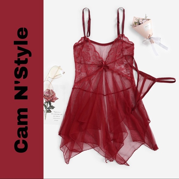 Other - New Sexy Red Sheer Lace Babydoll Slips